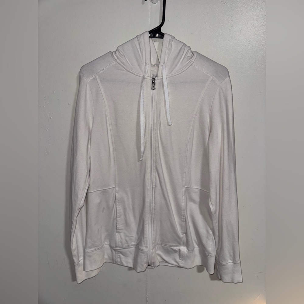 Tek Gear Drytek Solid White Full Zip Athletic Hoo… - image 1